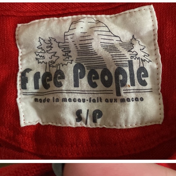 Free People Vintage Ski Ready Red Long Sleeve Knit Top Size S - Picture 3 of 6